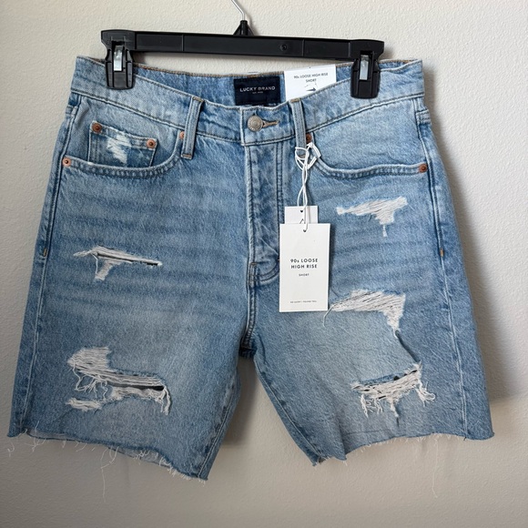 Lucky Brand Pants - Lucky Brand Distressed Blue Denim Shorts 90s Loose High Rise